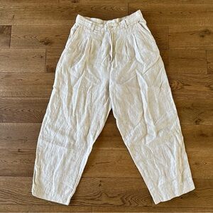 H&M 100% Linen Neutral Wash High Waisted Pants Sz 6